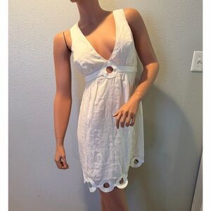 White Sleeveless Dress with Cutout Details